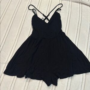 Forever 21 Black Romper Dress with Criss-Cross Straps